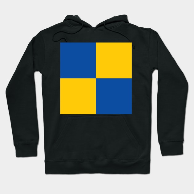 Leeds United Blue and Yellow Checkered Fan Flag Hoodie by Culture-Factory